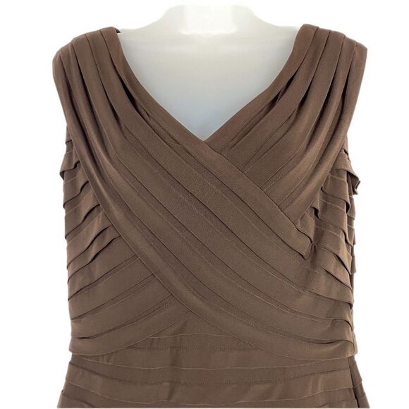 Adrianna Pepell Brown Tier V-Neck Occasion Dress Sz 12 - Picture 3 of 9
